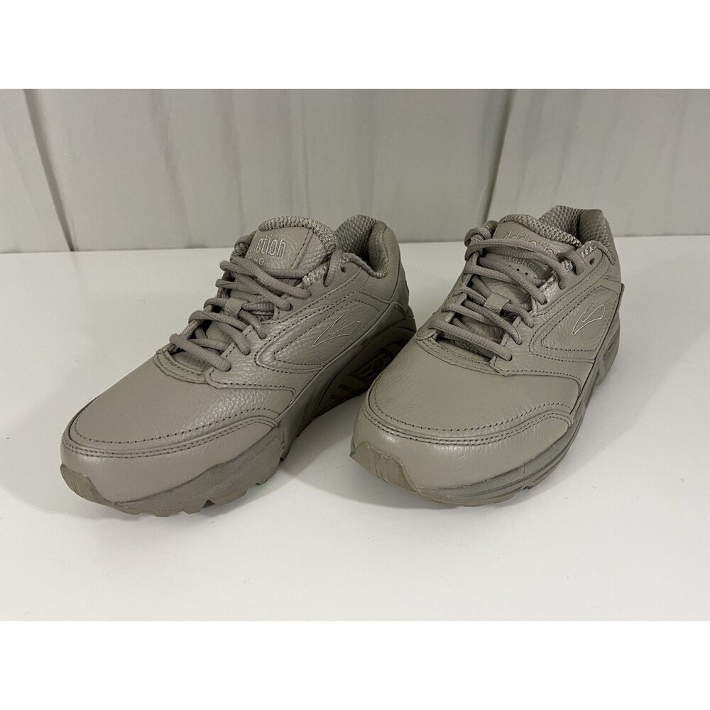 Brooks Addiction Walking Shoes Size 7.5 Extra Wide 2E Tan Beige Leather Comfort